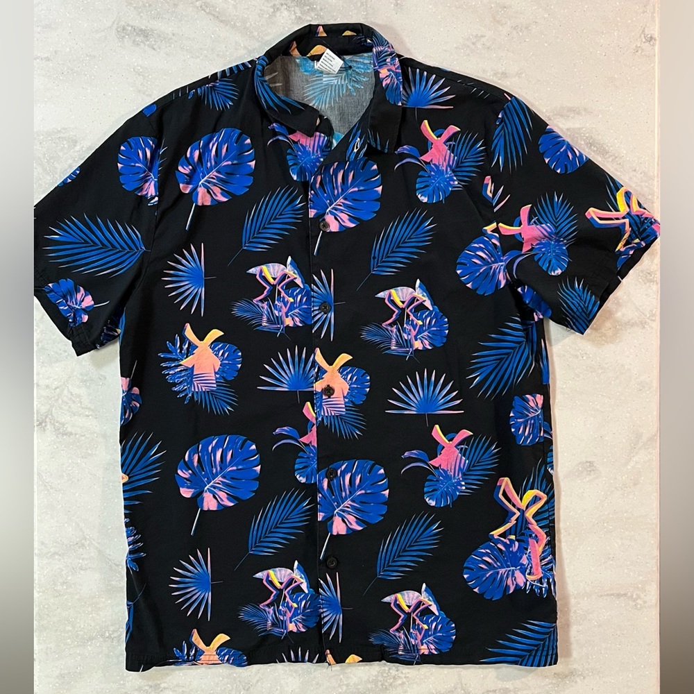 Dutch Bros Tropical Hawaiian Button Down Shirt Unisex Size Medium